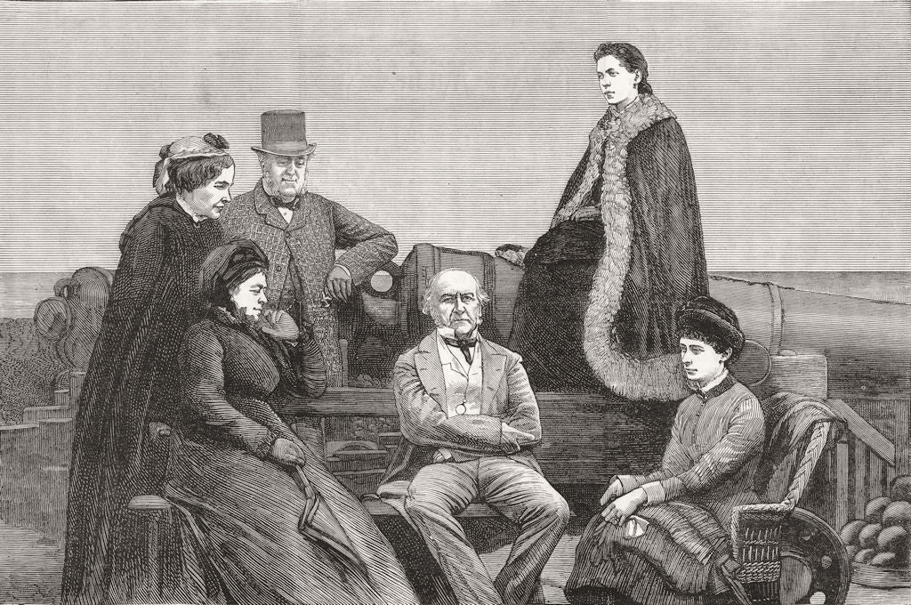 KENT. Gladstone's visit to Deal Castle-A Portrait group Ramparts 1881 print